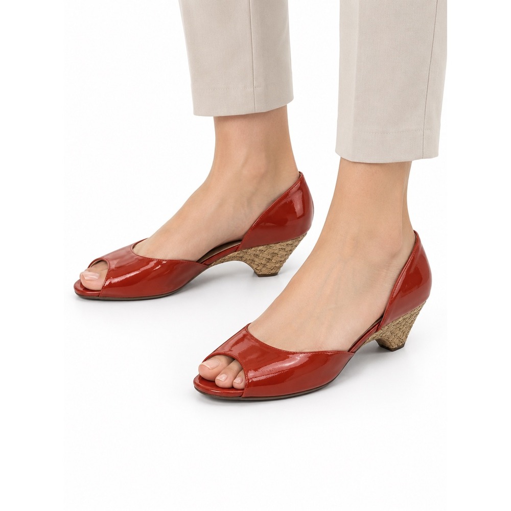 Michael Kors Vintage Y2K Red Patent Espadrille Wedge Sandals Women's Size 8.5